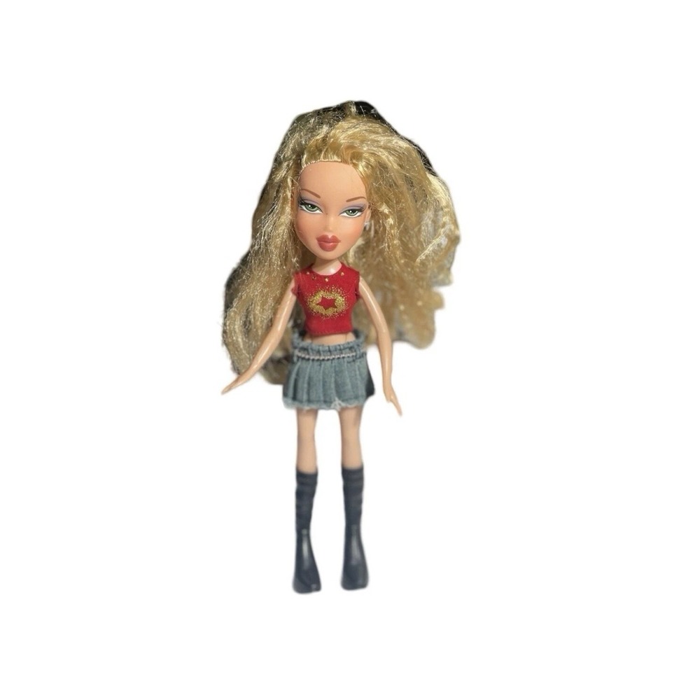 ratz 2001 Yasmin Style Doll Blonde Hair Red Glitter Top Denim Skirt‎ Boots